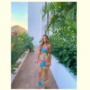 FOR LOVE AND LEMONS Tropical Dress with nude slip included